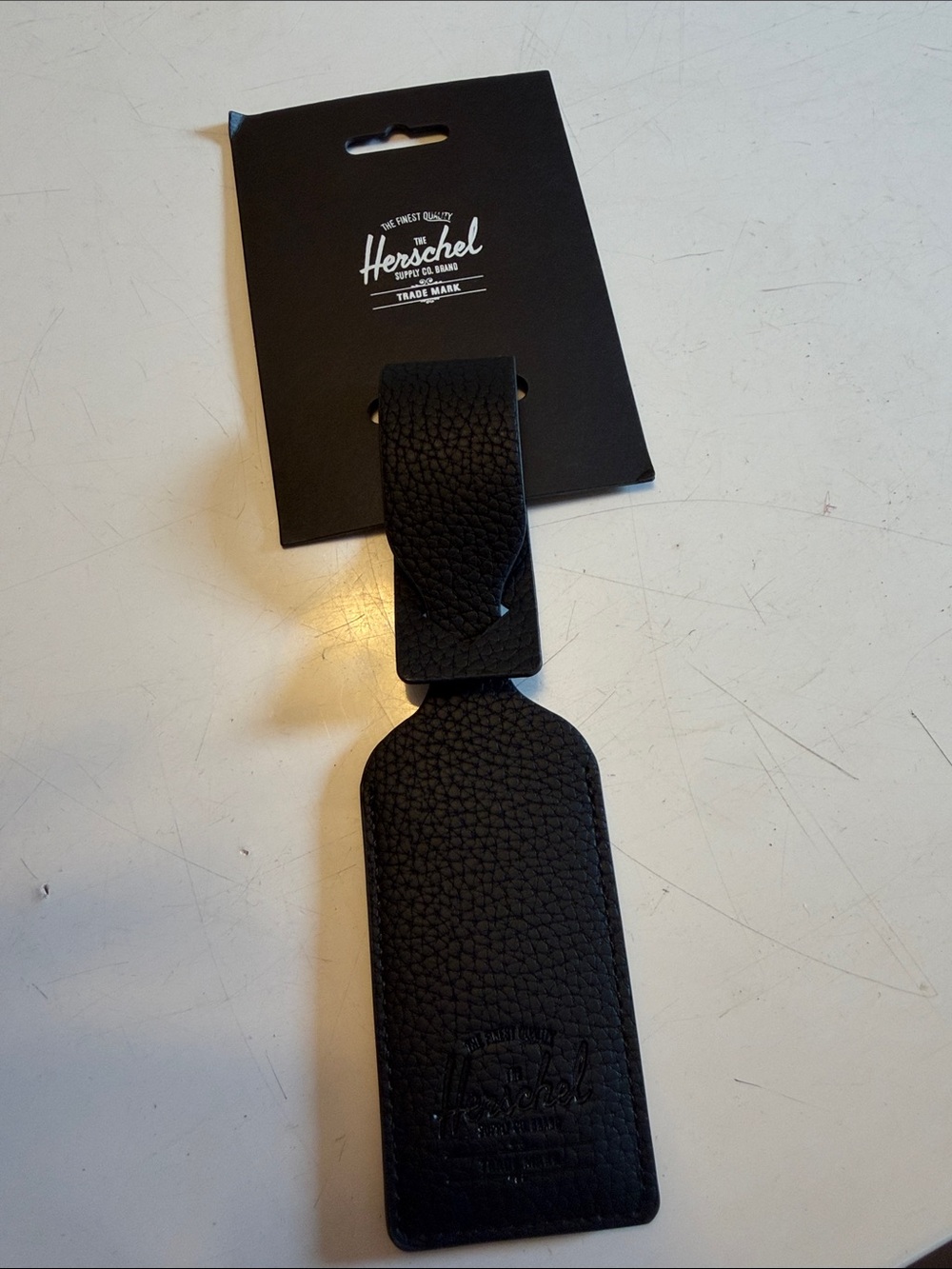 Herschel Supply Company Black Vegan Leather Luggage Tag